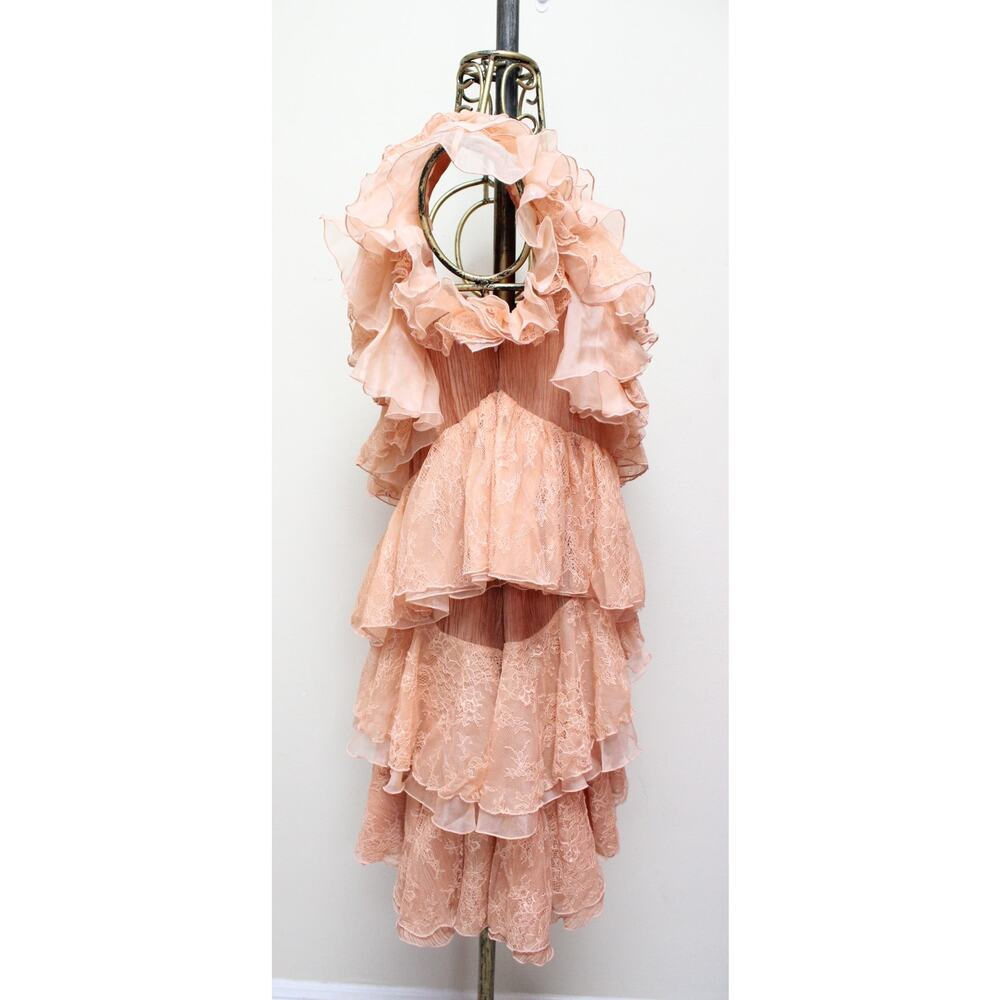 Ulla Johnson Leonie Coral Asymmetrical Lace Tiered One Shoulder Mini Dress Sz 4 - Picture 4 of 6